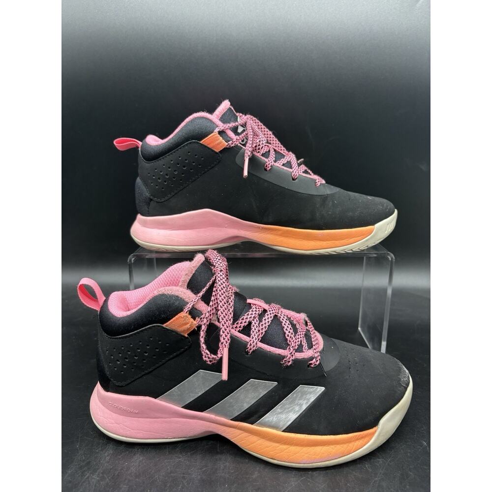 Adidas Cross Em Up Basketball Sneakers Shoes Black Pink Youth Size 3